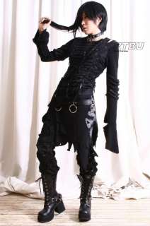   Dark Gothic Punk Samurai Dragon Skirt Wrap+Black Pants Trouser 2PC