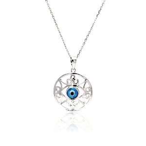 Nickel Free Silver Necklaces Outline Disc Evil Eye Necklace Diameter 
