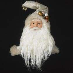 Kurt Adler Christmas Ornament Santa Head Tapestry Hat  