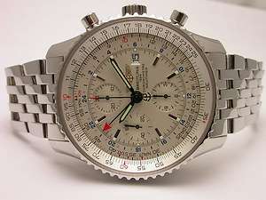 BREITLING NAVITIMER WORL GMT STAINLESS STEEL MENS WATCH A24322 WHITE 