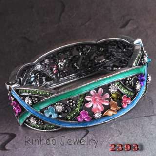 floral bracelet bangle 2pcs 49x58mm tibetan silver plated W31093 