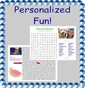 PERSONALIZED Word Search & Maze Puzzle YOUR words photos colors names 