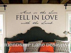   Quote LION fell in love with the LAMB Vinyl Wall Decal/Letters/Words