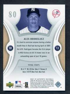 2007 SP Authentic Ex Rod Alex Rodriguez Mets SP  