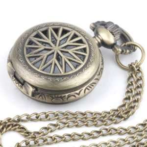 Vintage round star brass pocket watch quartz necklace by 