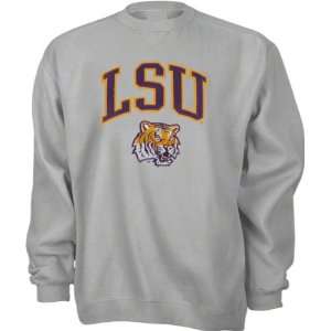  LSU Tigers Grey Tackle Twill Crewneck Sweatshirt Sports 