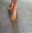 Bebe Sweetie Gold Sequins Platform Wedge Heel Sandals