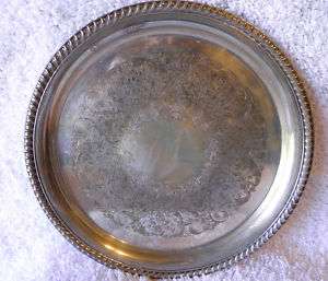 reduced ..VINTAGE 12 1/4 Wm.ROGERS SILVERPLATE ROUND TRAY 171  