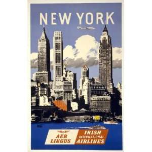  1950s New York Aer Lingus airplane Travel Poster: Home 
