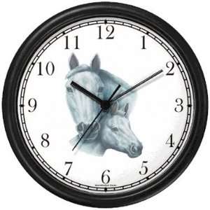  White Mare and Foal   JP   Horse Wall Clock by WatchBuddy 