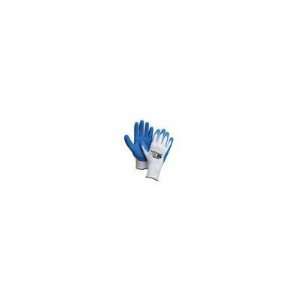   Gloves With White Liner And Blue Rubber Palm Coating