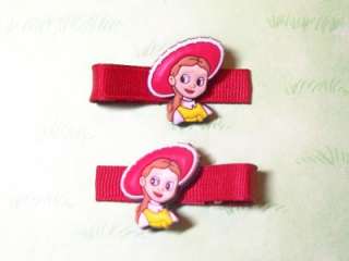 Toy Story Jessie Head Bust on Red Grosgrain Hair Clips  