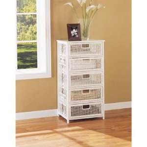  White 5 Drawer Storage Chest Dresser: Home & Kitchen