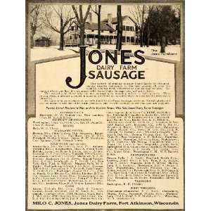  1915 Ad Antique Jones Diary Farm Sausage Fort Atkinson 