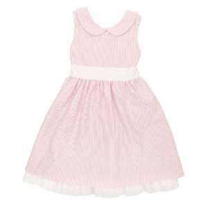   ava party dress   pink and white oxford stripe