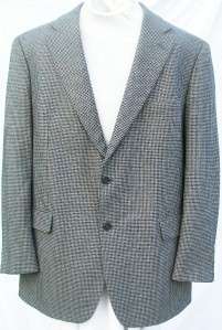   BROTHERS 2 Button Silk & Wool 46L Blazer/Sportcoat Houndstooth  
