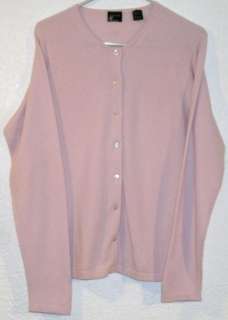 Womens Forte 100% Cashmere Cardigan Sweater Pink Sz Large L  