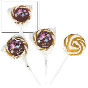 24 Personalized All Aflutter Brown Swirl Pops   Suckers & Pops:  