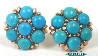 Marvelous 14k Rose Gold Turquoise Designer Earrings  