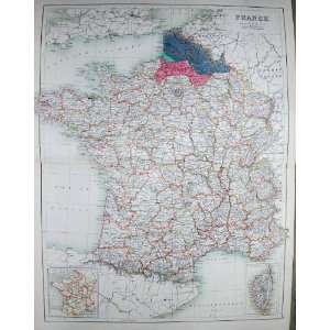    BLACKS MAP 1890 FRANCE CORSICA PARIS BAY BISCAY: Home & Kitchen