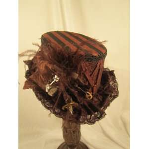  Black Riding Hat W/ Black & Brown Stripe Top 