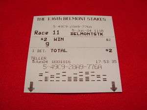 SMARTY JONES $2 WIN TICKET BELMONT STAKES HORSE RACE  