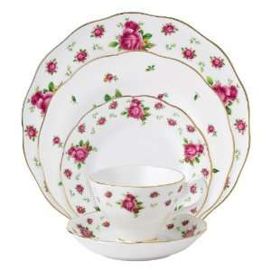 Royal Albert New Country Roses White Vintage Formal 5 Pc Place Setting 