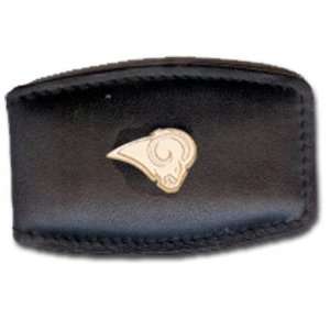 St. Louis Rams Gold Plated Leather Money Clip: Sports 