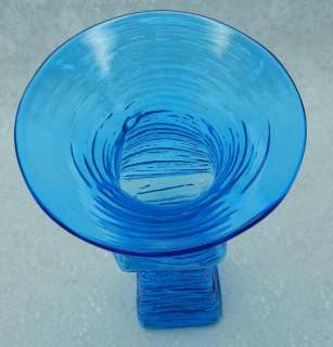   1962 BLENKO WAYNE HUSTED TEXTURED ART GLASS VASE #6223 EAMES ~ BLUE