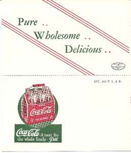 Vintage 1940s Free Coca Cola 6 Pack Coupon & Ad Card  