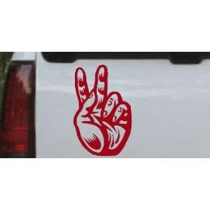 Peace Hand Sign Car Window Wall Laptop Decal Sticker    Red 32in X 21 