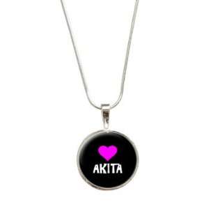 Akita Dog Love Pendant with Sterling Silver Plated Chain