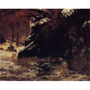 FRAMED oil paintings   Gustave Courbet   24 x 20 inches   Deer in the 