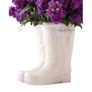    TwoS Company Porcelian Wellies Boots Flower Pot: Home & Kitchen
