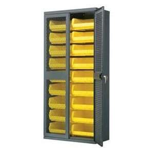 Akro Mils 16 Gauge Secure View Cabinet W/18 Yellow Akrobins Interior 