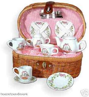 CHILDRENS TEA SET FOR 2 Kittens In A Basket Childs Size Tea Set In 