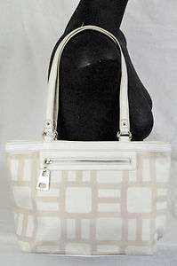   White Fabric Satchel   Very Good Condition   Handbag Purse  