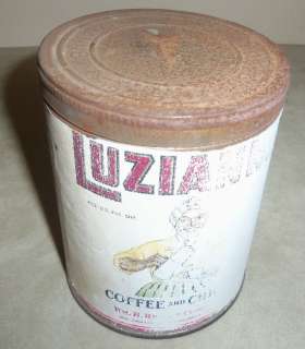  Luzianne Coffee and Chicory Tin Can 1938 100% Good White Label  