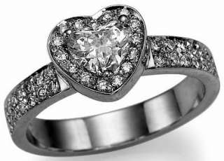   48 Ct Real Heart Diamond Engagement Promise Ring 14k Solid White Gold