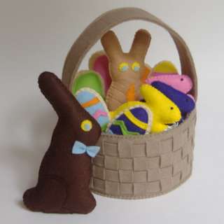 Pattern Easter Basket Chocolate Bunny Cookies Felt Food  