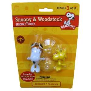   Snoopy and Woodstock Bendable Figures with Suction Cups: Toys & Games