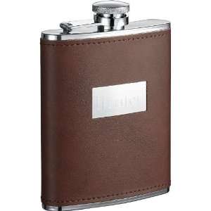  Visol Alcide 6oz Brown Leather Stainless Steel Hip Flask 