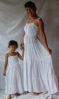 V361S WHITE/DRESSES 2 PC SET MOTHER DAUGHTER M L 1X 2X  