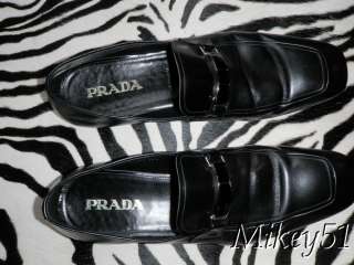 AUTHENTIC MENS PRADA BLACK LEATHER BUCKLE LOAFERS   11.5US $495 STORE 
