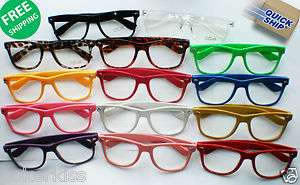Unisex Retro Geek Nerd Wayfarer Clear Lense Glasses Party Fancydress 