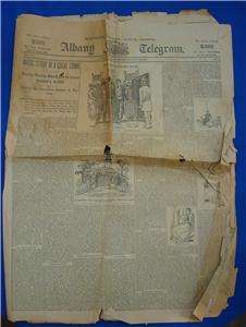 Original Lizzie Borden Murder Newspaper Albany,N.Y. Telegram Aug.20th 