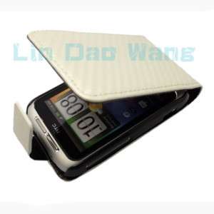 White Leather Case Pouch Film For HTC Wildfire S A510E  
