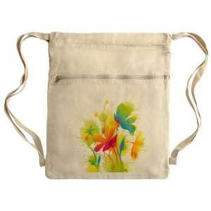   Bag Sack Pack Khaki Watercolor Floral Flowers: Everything Else
