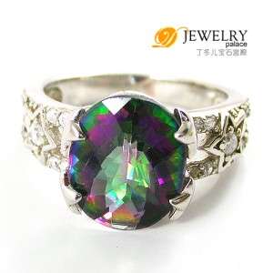 AAAAA STARS 4ct Mystic Topaz Ring 925 Sterling Silver  