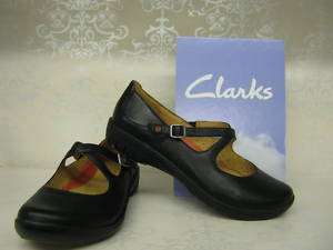 Clarks Unstructured Un Lady 2 Black Leather Bar Shoes  